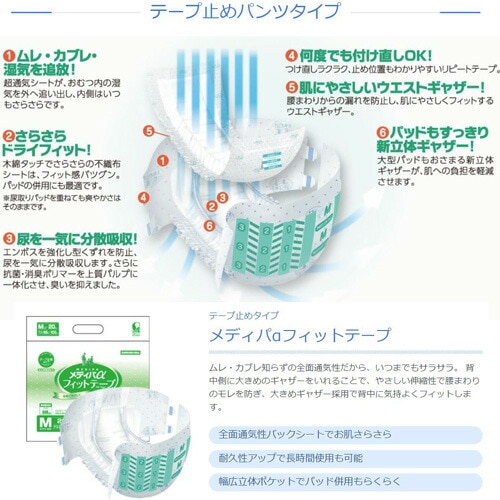 紙おむつ 尿とりパッド メディパッドメディパαフィットテープS22 近澤