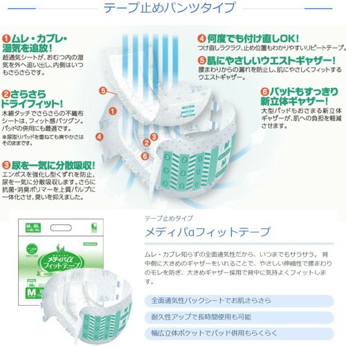 紙おむつ 尿とりパッド メディパッドメディパαフィットテープ