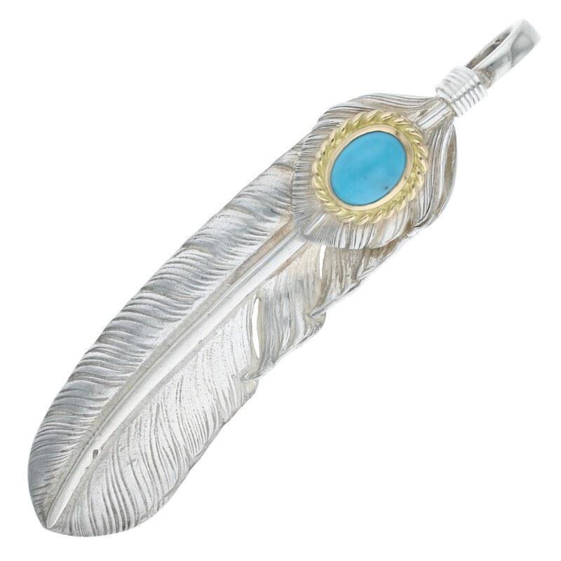 上銀金縄ターコイズ特大フェザー 左向き 【取扱：心斎橋店】 | すべて