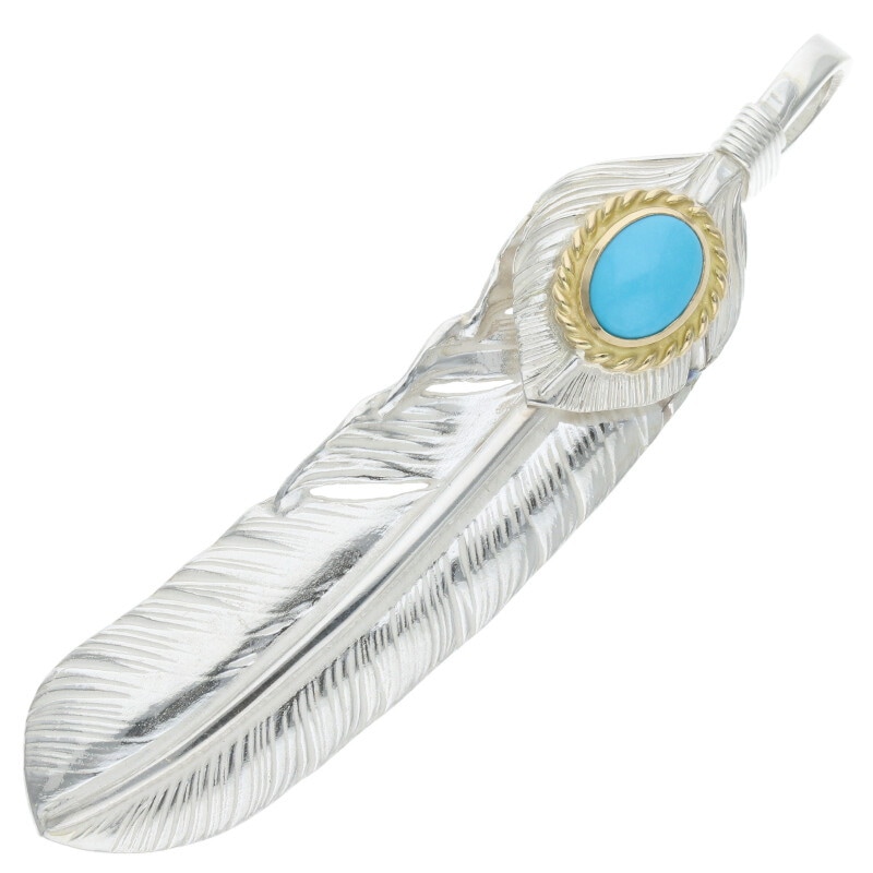 特大フェザー 上銀 銀縄 ターコイズ 右向き ☆早い者勝ち 上銀銀縄ターコイズ特大フェザー シルバー 特大フェザー 現行