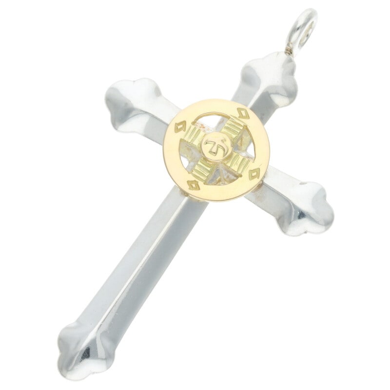 A-10☆合金ストーンクロス イエロータイガーアイ クロス（十字架）46×36×7mm 1個｜天然石