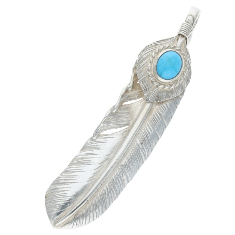 美品ゴローズ 上銀銀縄ターコイズ特大フェザー ローズ付き セット 美品 Goro's ゴローズ 上銀銀縄ターコイズ特大フェザー ローズ