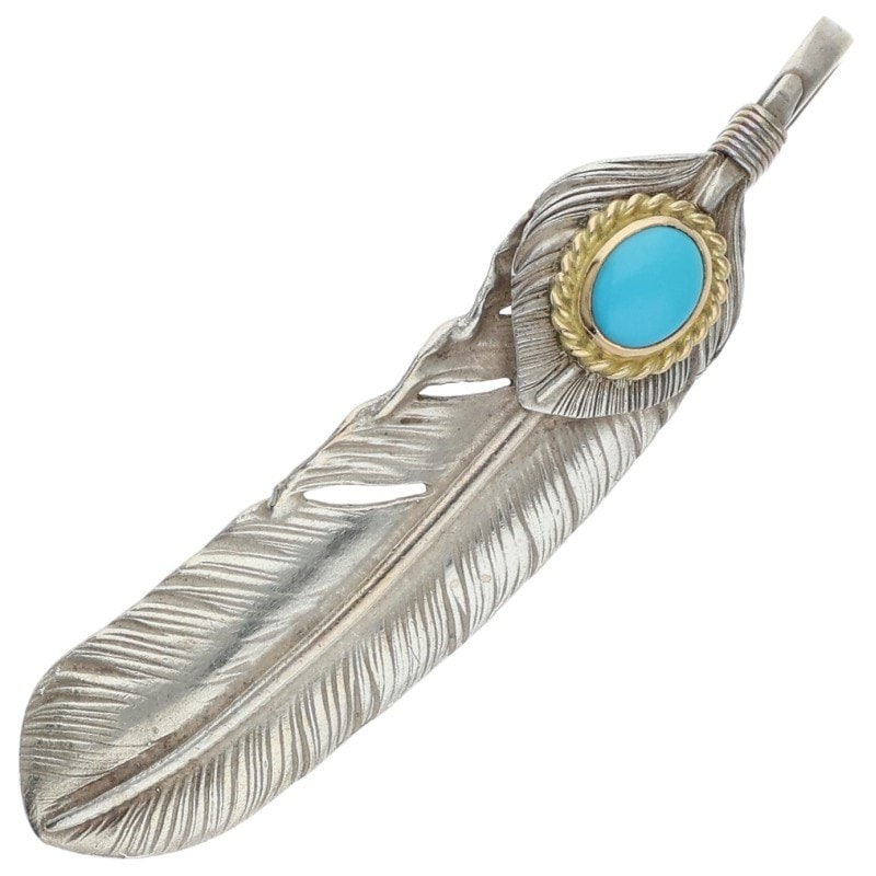 上銀金縄ターコイズ特大フェザー 右向き ※使用感あり 【取扱