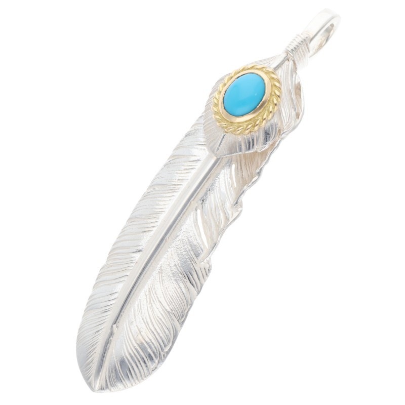 新品】上銀金縄ターコイズ特大フェザー 左向き 【取扱：原宿