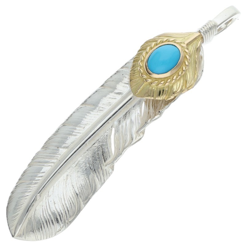 新品】上金金縄ターコイズ特大フェザー 左向き 【取扱：原宿シルバー店