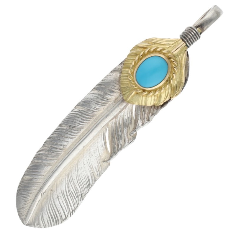 上金金縄ターコイズ特大フェザー 左向き 【取扱：原宿シルバー店