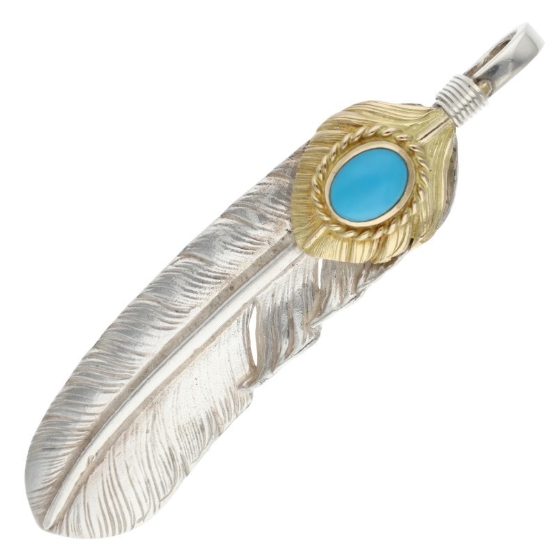 上金金縄ターコイズ特大フェザー 左向き 【取扱：名古屋大須店