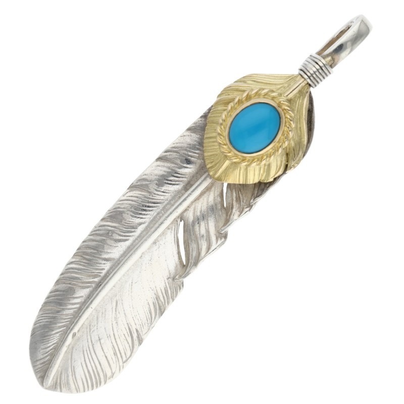 オールド上金金縄ターコイズ特大フェザー 左向き【取扱：原宿シルバー