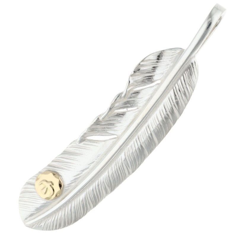 シルバー　フェザー　k18メタル付きフェザー 12/13新入荷セール23時まで】【新品】メタル付き特大フェザー 右向き