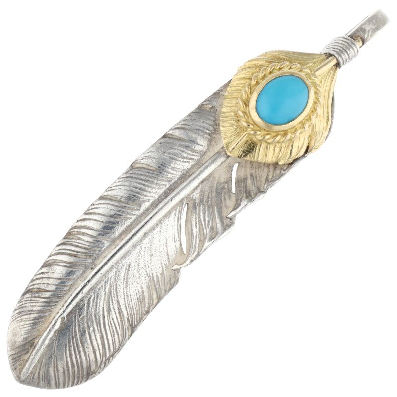 上金金縄ターコイズ特大フェザー 左向き 【取扱：原宿シルバー店