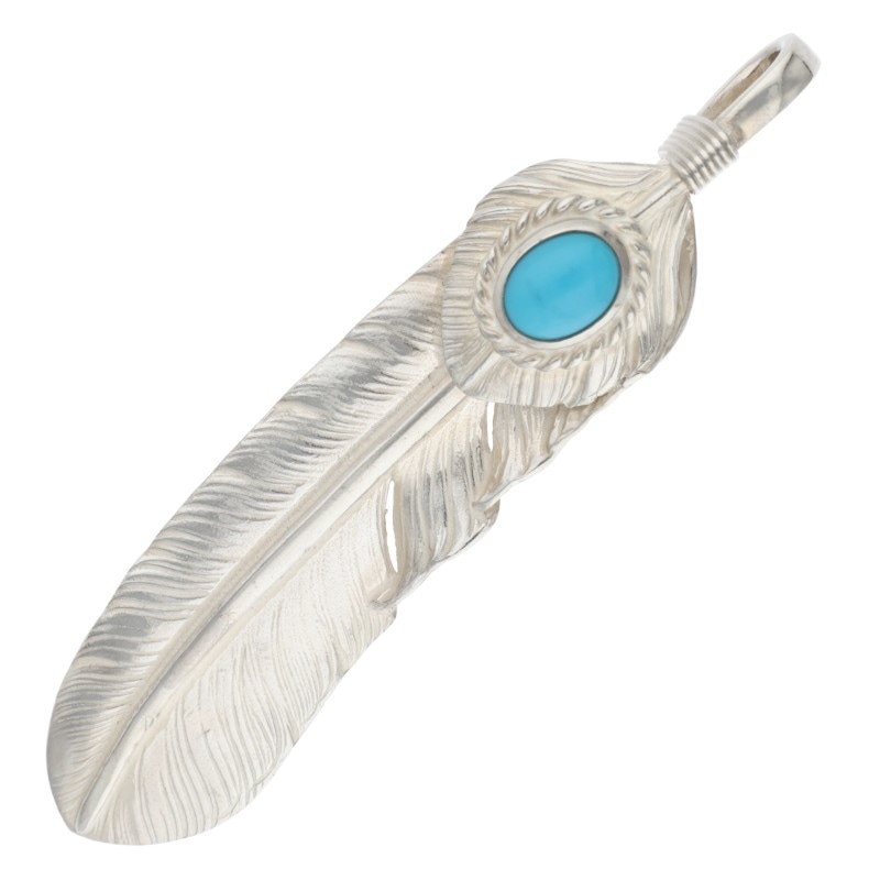 1/16新入荷セール23時まで】上銀銀縄ターコイズ特大フェザー 左向き