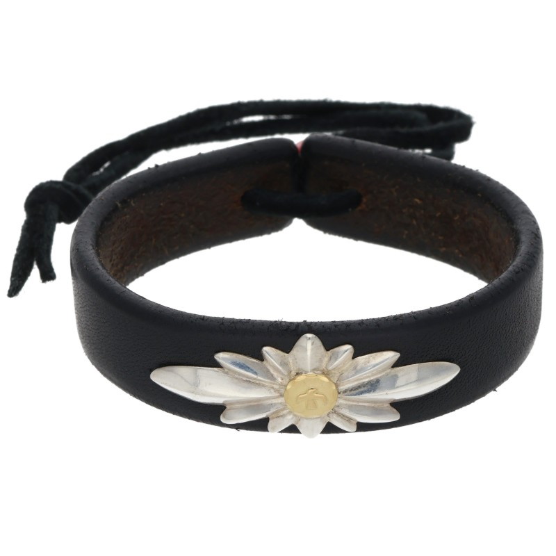 ゴローズ　黒 レザー バングル 金メタル 金メタルGC-24付きレザーブレス【取扱：原宿シルバー店】 | すべての