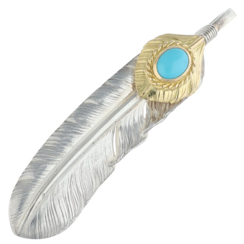 ゴローズ上金ターコイズ特大フェザー左向き 上金金縄ターコイズ特大フェザー 左向き 【取扱：原宿シルバー店