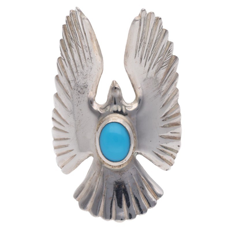 1/29新入荷セール23時まで】ターコイズ付きイーグルリング 〈23号