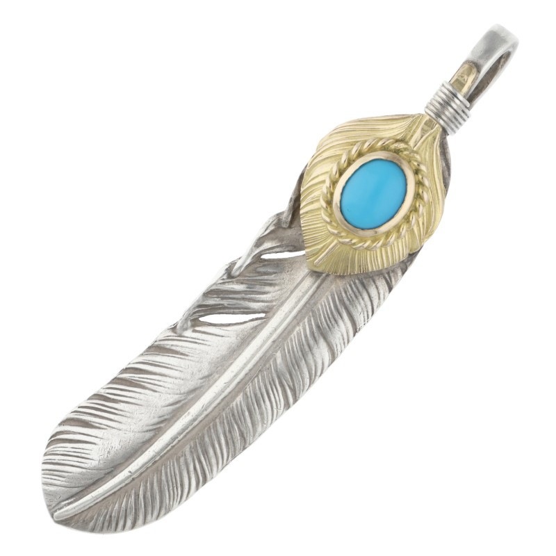 上金金縄ターコイズ特大フェザー 右向き 【取扱：原宿シルバー店