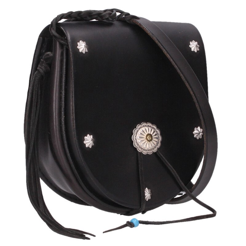 GC-03/金メタルフラワーコンチョ付きメディスンバッグ 黒 アポロ