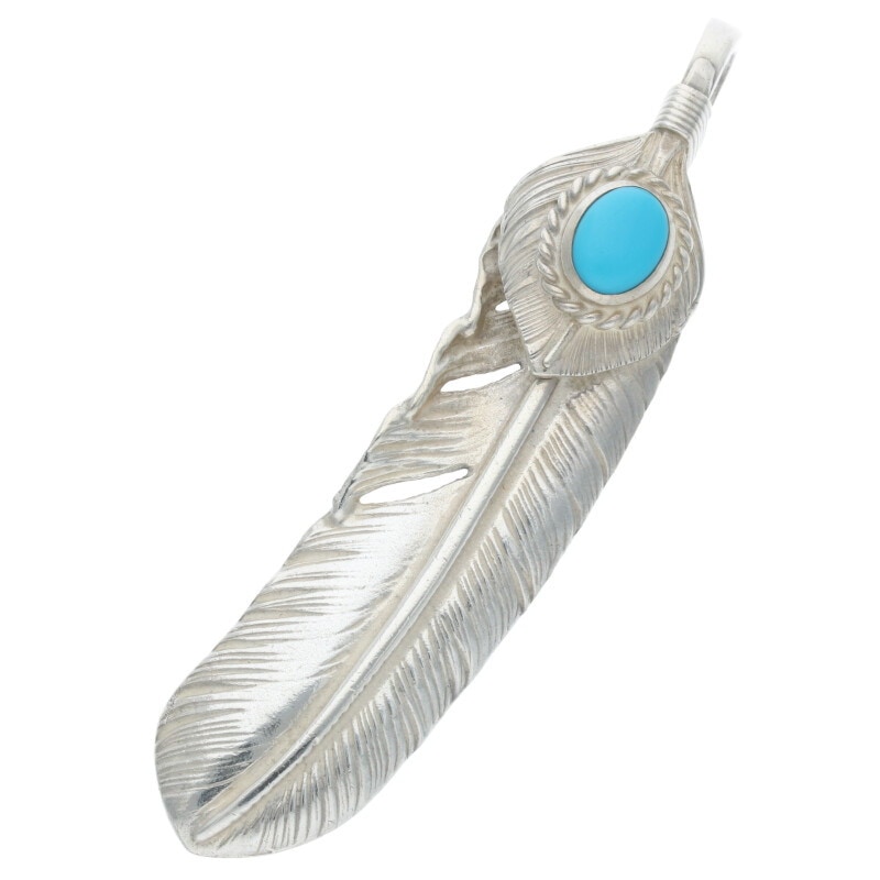 上銀銀縄ターコイズ特大フェザー 右向き 【取扱：名古屋大須店