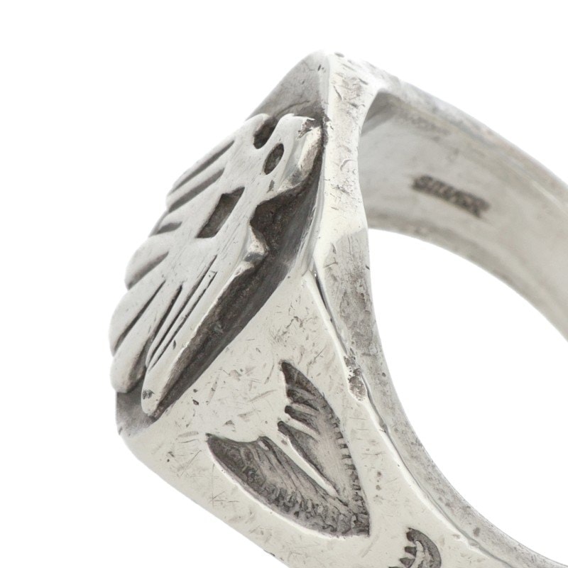 SVイーグル付き角型印台リング 〈21号〉※使用感あり【取扱：原宿