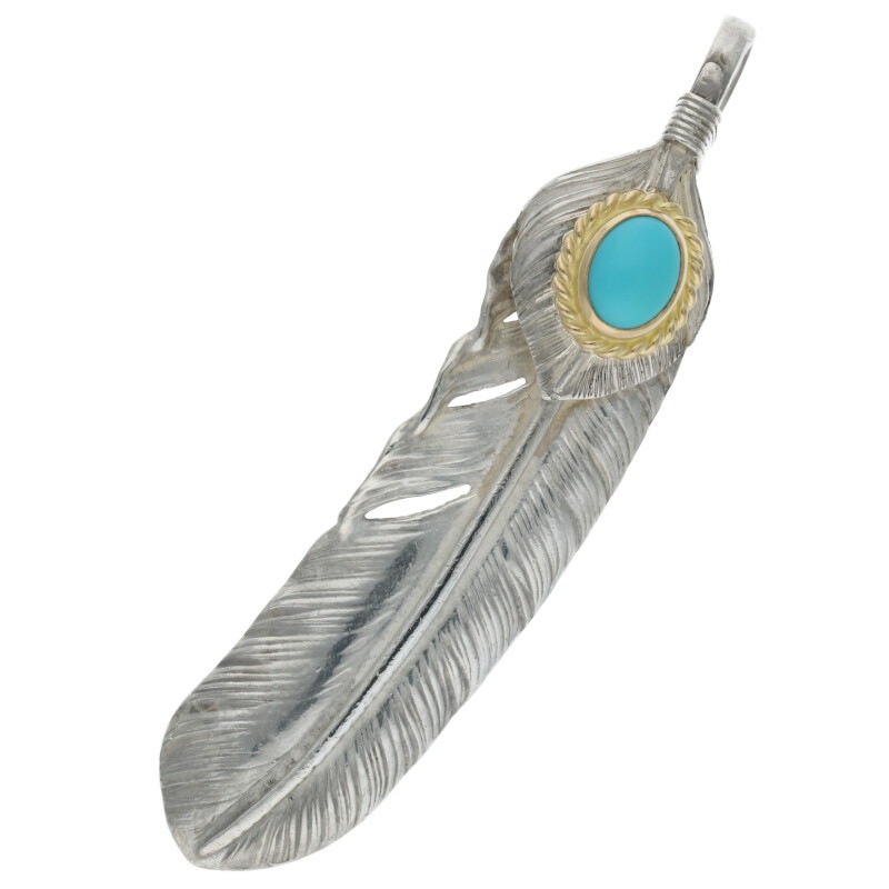 カツ ゴローズ上銀縄目ターコイズ特大フェザー 上銀金縄ターコイズ特大フェザー 右向き ※使用感あり 【取扱