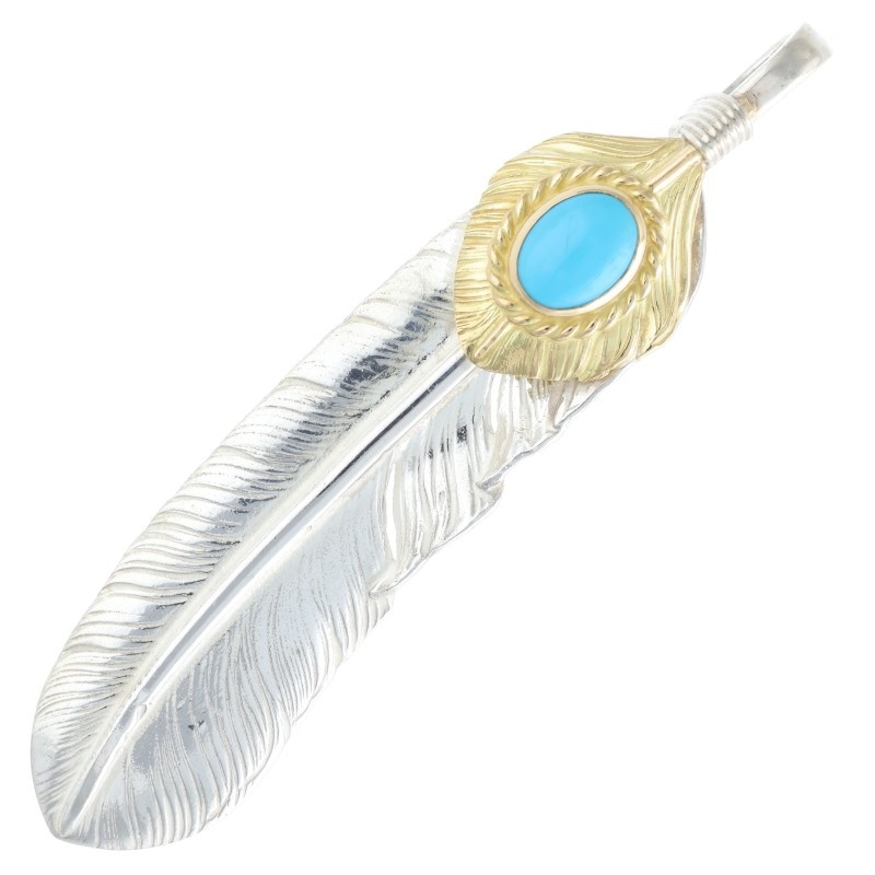 ゴローズ 上金金縄ターコイズ特大フェザー ゴローズ 上金金縄ターコイズ特大フェザー 左向き - OneStyle