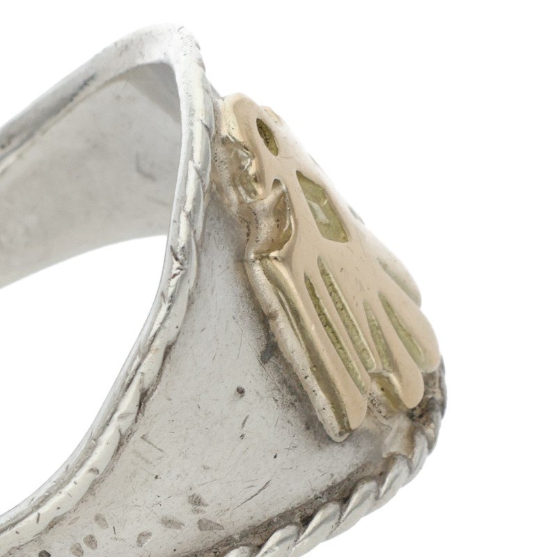 金イーグルメタル付き銀縄目リング〈15号〉※使用感あり【取扱：原宿