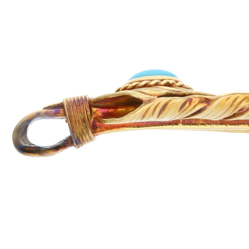 全金金縄ターコイズ特大フェザー 右向き 【取扱：原宿シルバー店