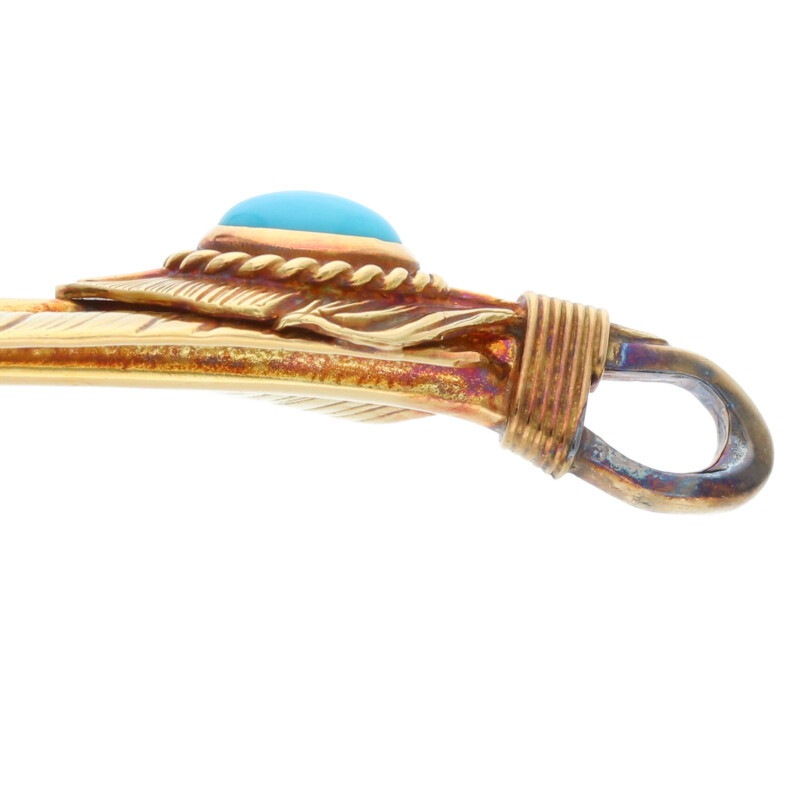 全金金縄ターコイズ特大フェザー 右向き 【取扱：原宿シルバー店