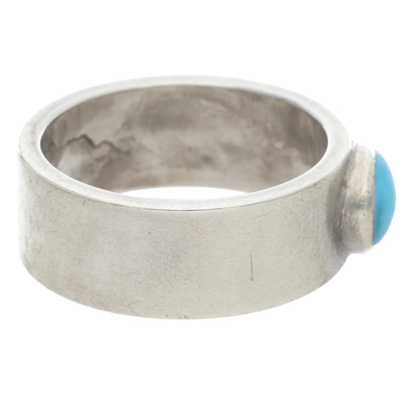 1/12新入荷セール23時まで】ターコイズ付き平打ちリング 〈17号