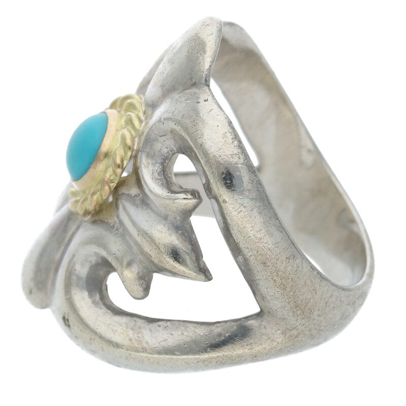 金縄ターコイズ付きキャストリング 〈13号〉【取扱：原宿シルバー店