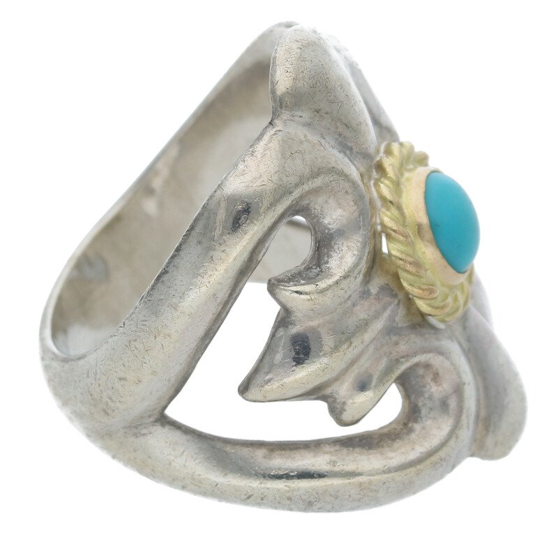 金縄ターコイズ付きキャストリング 〈13号〉【取扱：原宿シルバー店