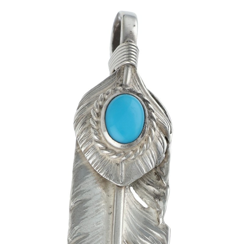 11/22新入荷セール23時まで】上銀銀縄ターコイズ特大フェザー 左向き