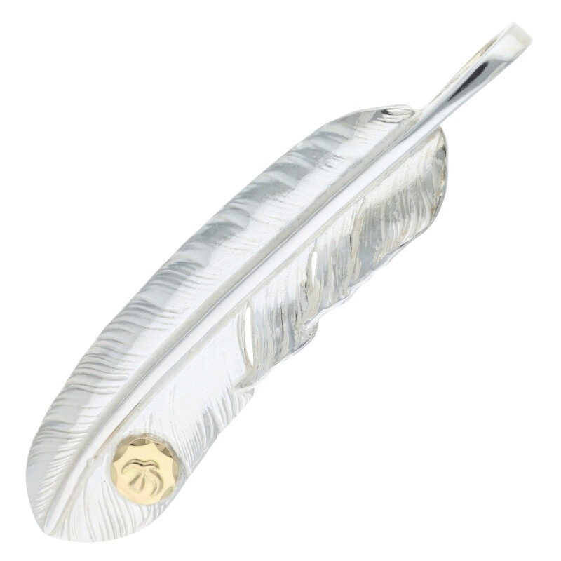 ノーブランド　メタル付フェザー 新品】メタル付き特大フェザー 左向き 【取扱：原宿シルバー店