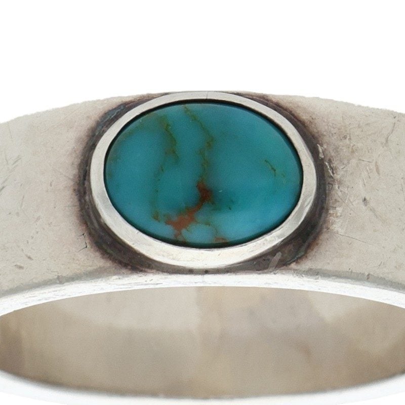ターコイズ付き平打ちリング 〈21号〉 ※模様あり 【取扱：原宿シルバー
