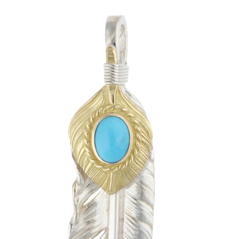 新品】上金金縄ターコイズ特大フェザー 右向き 【取扱：原宿シルバー店