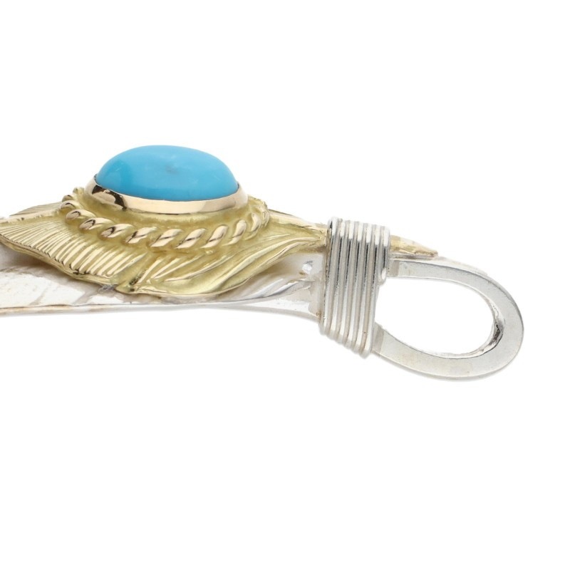 新品】上金金縄ターコイズ特大フェザー 右向き 【取扱：原宿シルバー店