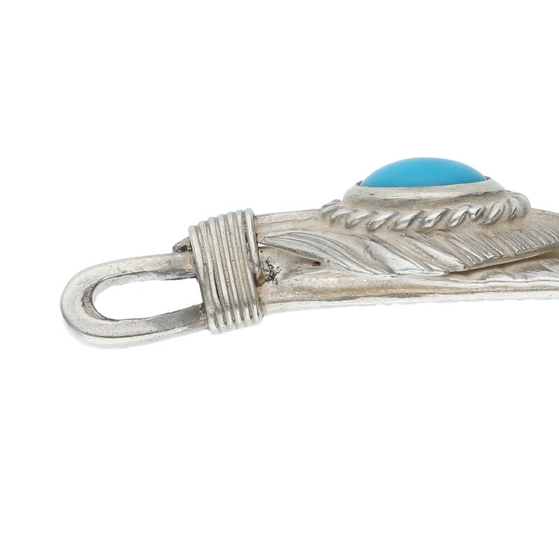 オールド上銀銀縄ターコイズ特大フェザー 左向き 広げなし