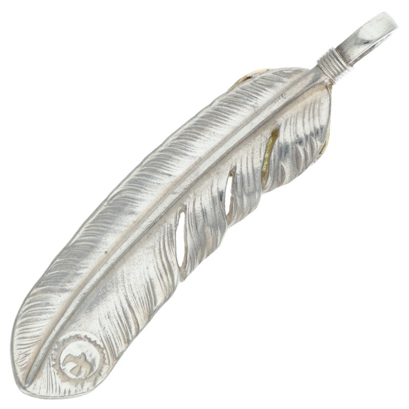 銀器 宮本商行シルバークリップ 羽フェザー ゴールド M.SILVER刻印 銀器 宮本商行シルバークリップ 羽フェザー ゴールド M.SILVER刻印