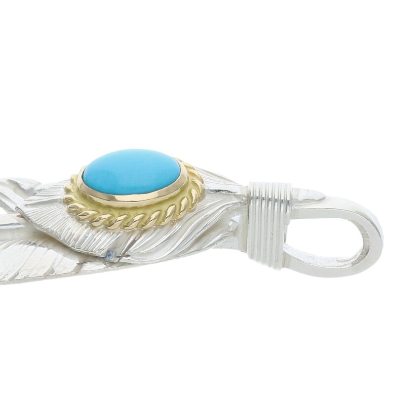 新品】上銀金縄ターコイズ特大フェザー 右向き 【取扱：渋谷店