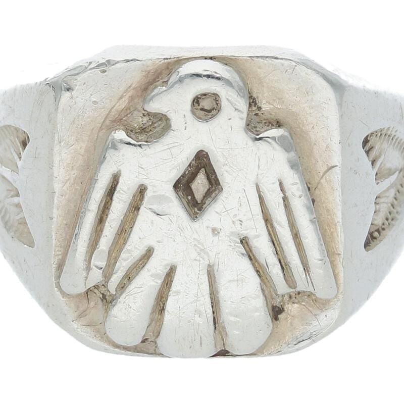 SVイーグル付き角型印台リング 〈13号〉※使用感あり【取扱：原宿