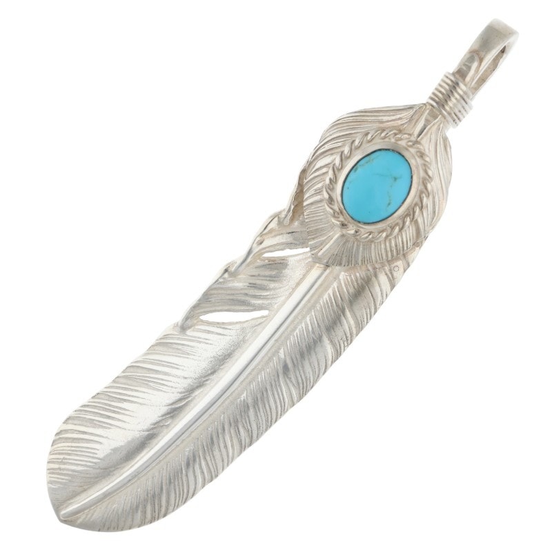 上銀銀縄ターコイズ特大フェザー 右向き ※使用感あり【取扱：原宿