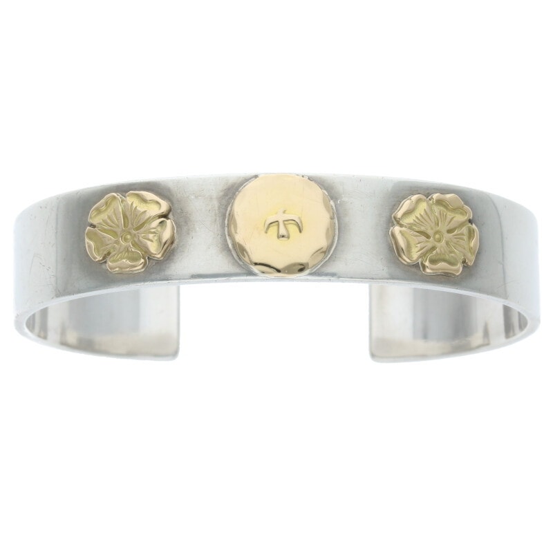 YEAR-END SALE】ダブルローズ付き平打ちブレス S ※使用感あり【取扱