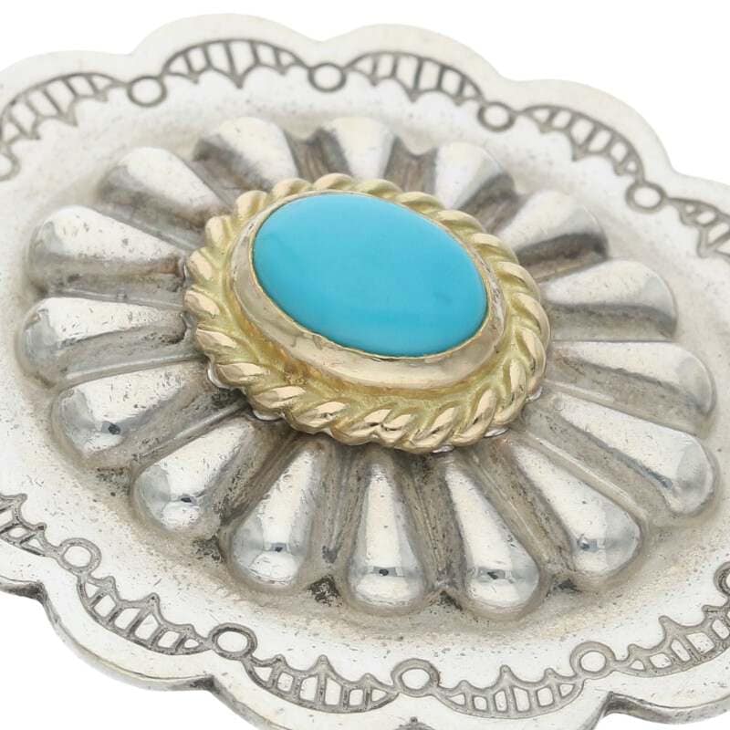 金縄ターコイズ付きフラワーコンチョトップ 【取扱：原宿シルバー店