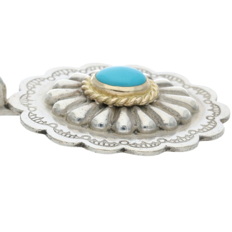 金縄ターコイズ付きフラワーコンチョトップ 【取扱：原宿シルバー店