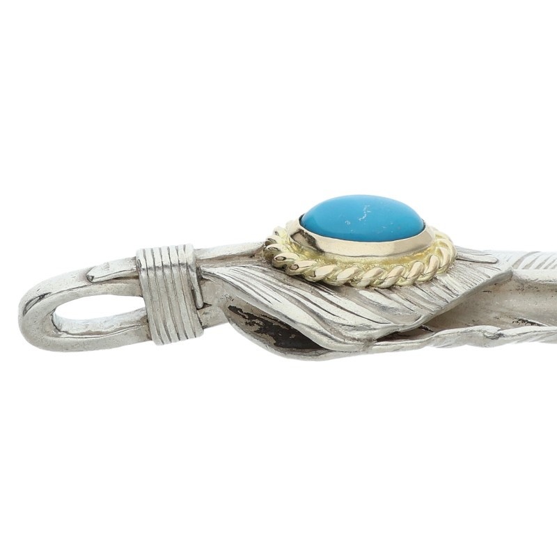 オールド上銀金縄ターコイズ特大フェザー 右向き ※弱広げあり 【取扱