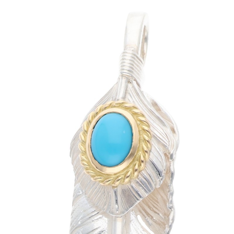 新品】上銀金縄ターコイズ特大フェザー 左向き 【取扱：原宿