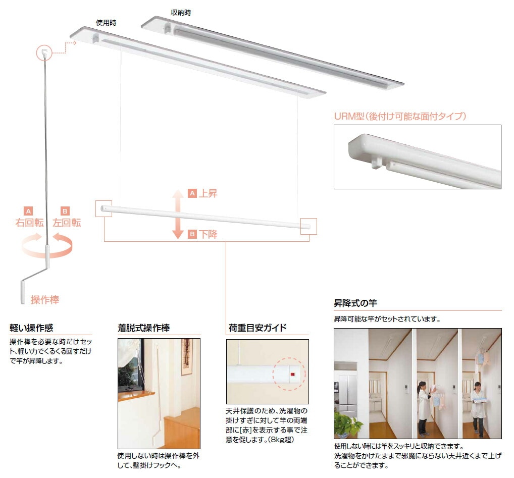 未開封 新品 ホスクリーン 室内昇降式物干金物 URM-S 天井面付け