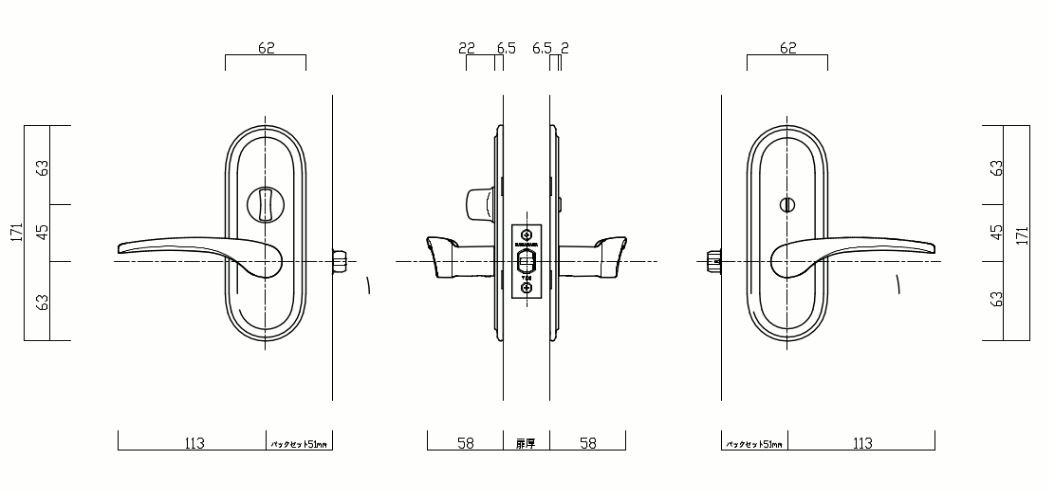長沢 レバーハンドル TOMFU[トムフ] G9レバーチューブラ錠 R座
