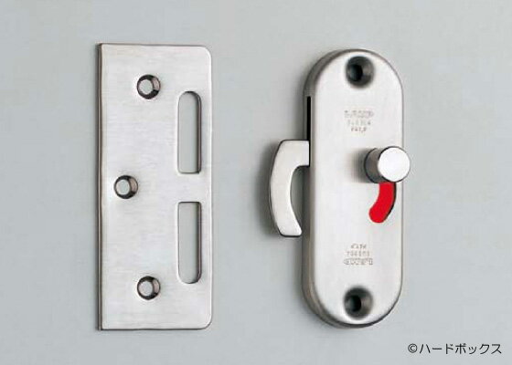 【スガツネ】　ランプ印 ステンレス鋼製引戸面付カマ錠 【HC-85SS】 【85mm】 【サテン】 【室内側表示付】-ハードボックス