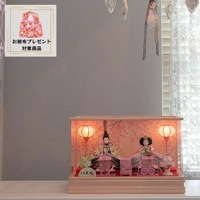 雛人形 ぷり姫 芥子五人飾り オルゴール付 工房天祥 定価¥92,398 雛人形 ぷり姫 芥子五人飾り ベージュピンク色 パールピンク色