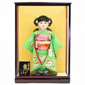 市松人形 齊藤公司作 13号 古典 松柄 ケース入り 横幅42cm